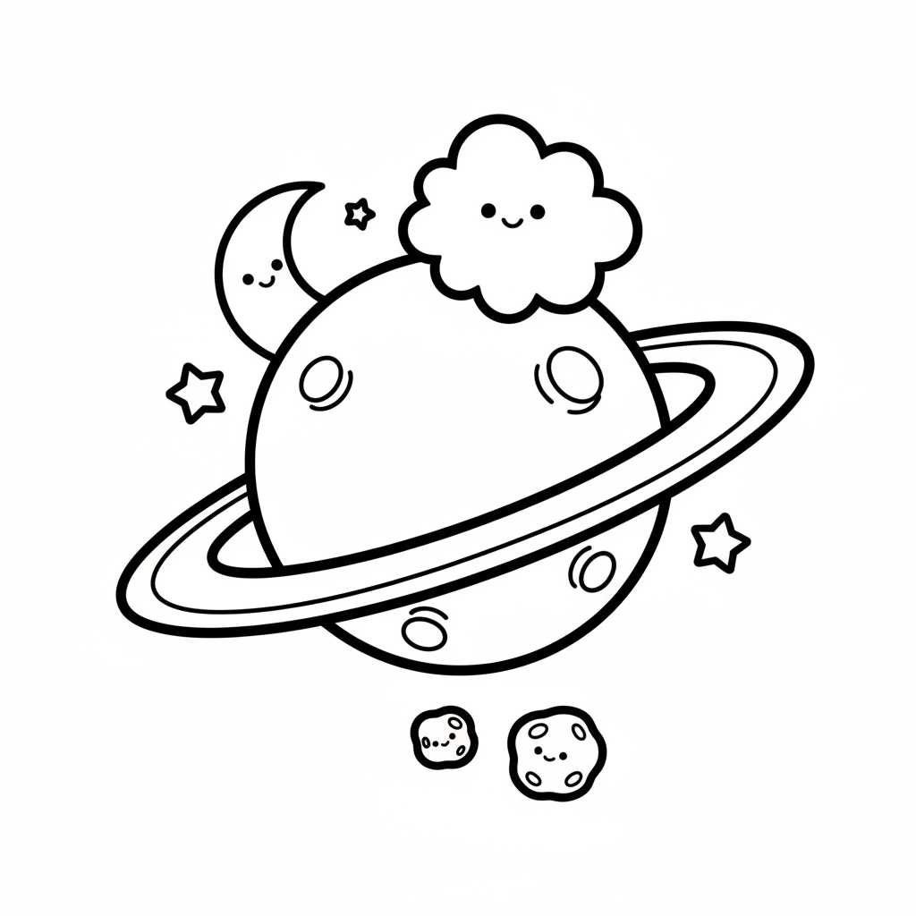 Planet coloring page for everyone - Chibi style
