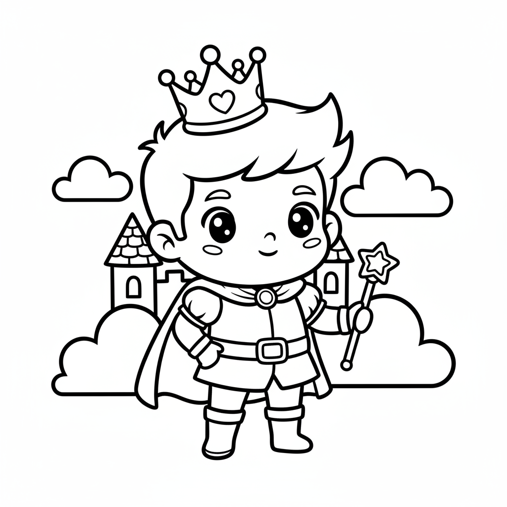 Prince coloring page for everyone - Chibi style