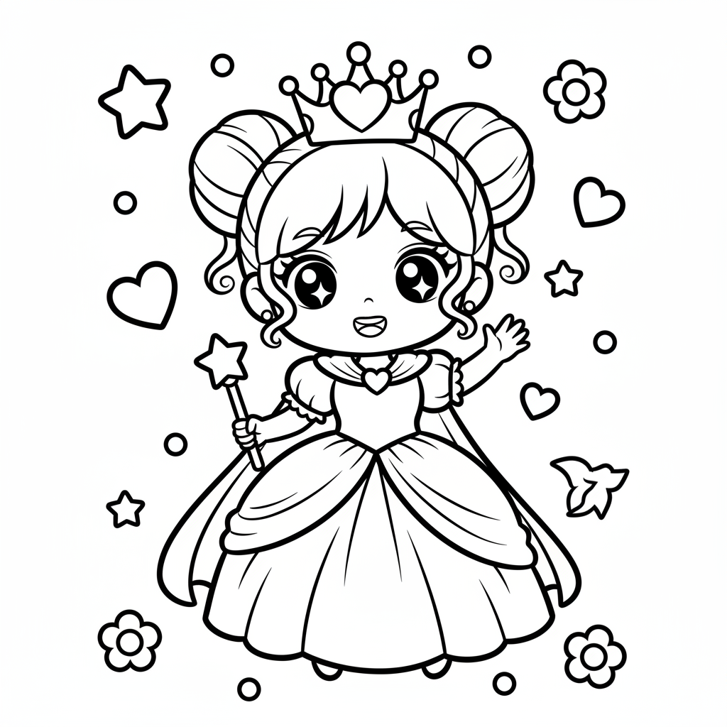 Princess coloring page for everyone - Chibi style