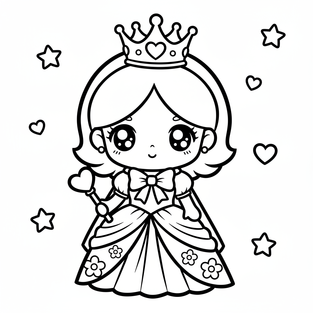Queen coloring page for everyone - Chibi style