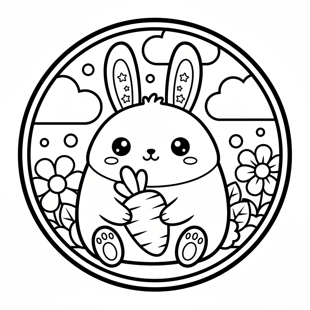 Rabbit coloring page for everyone - Chibi style
