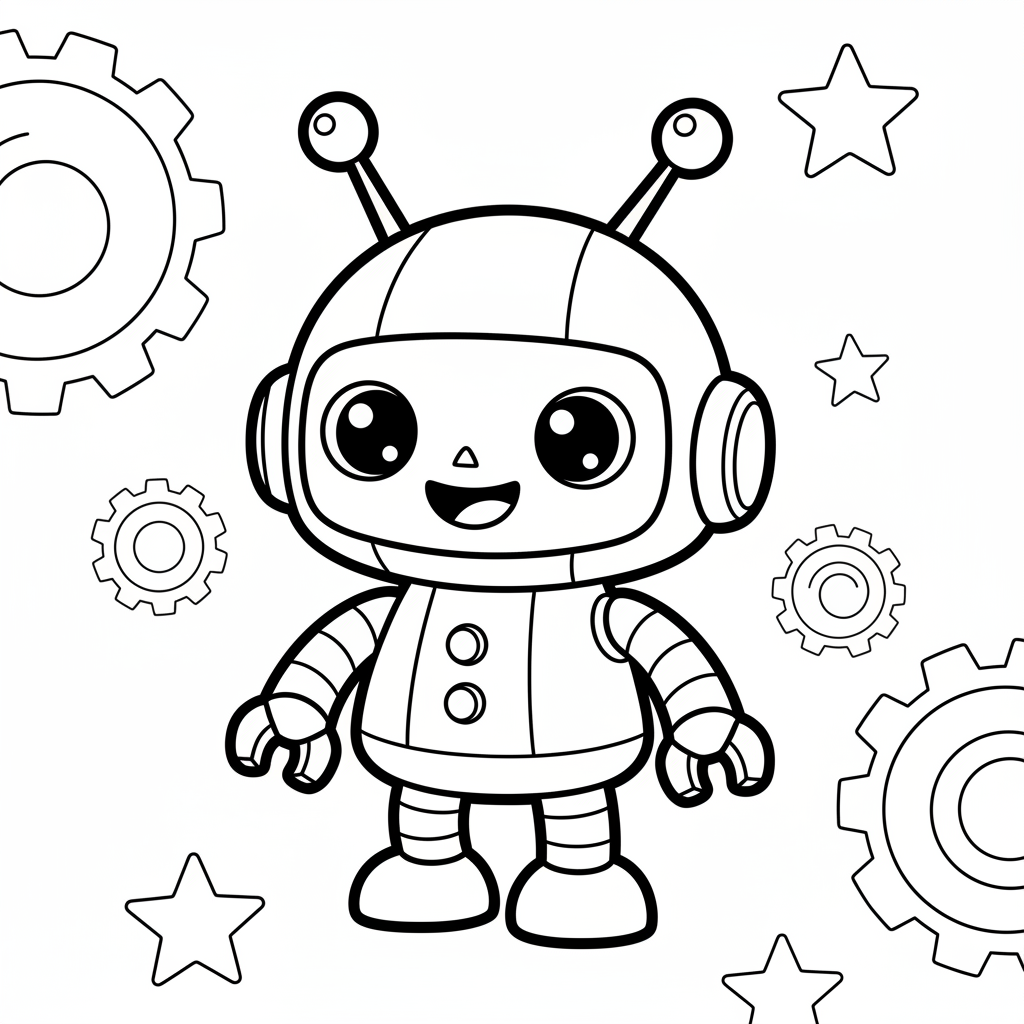 Robot coloring page for everyone - Chibi style