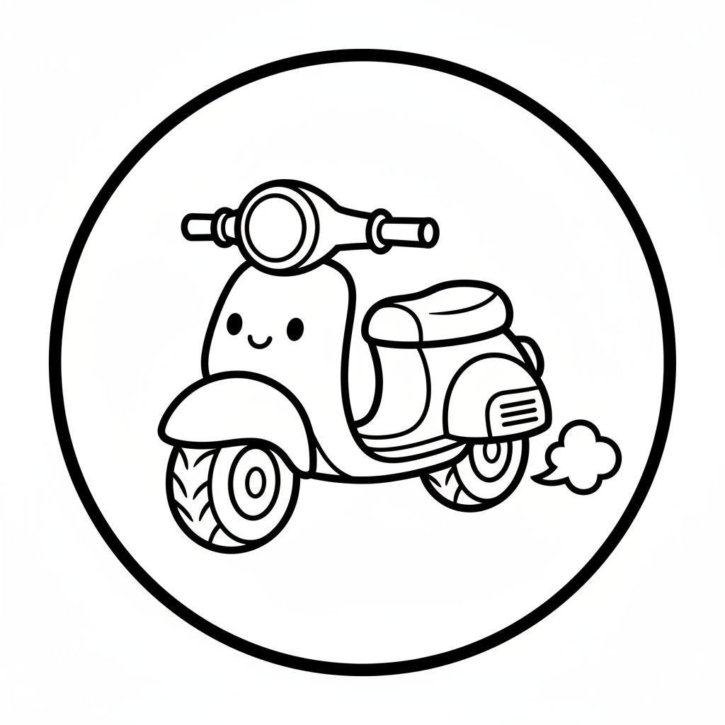 Scooter coloring page for everyone - Chibi style