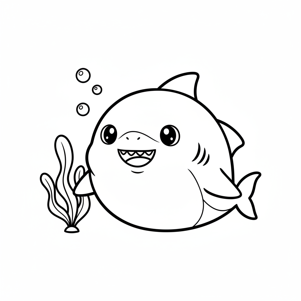 Shark coloring page for everyone - Chibi style