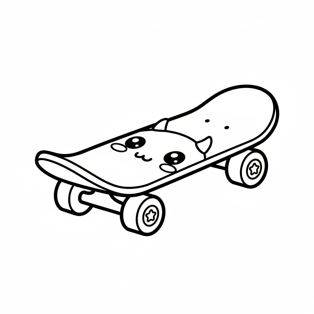 Skateboard coloring page for everyone - Chibi style
