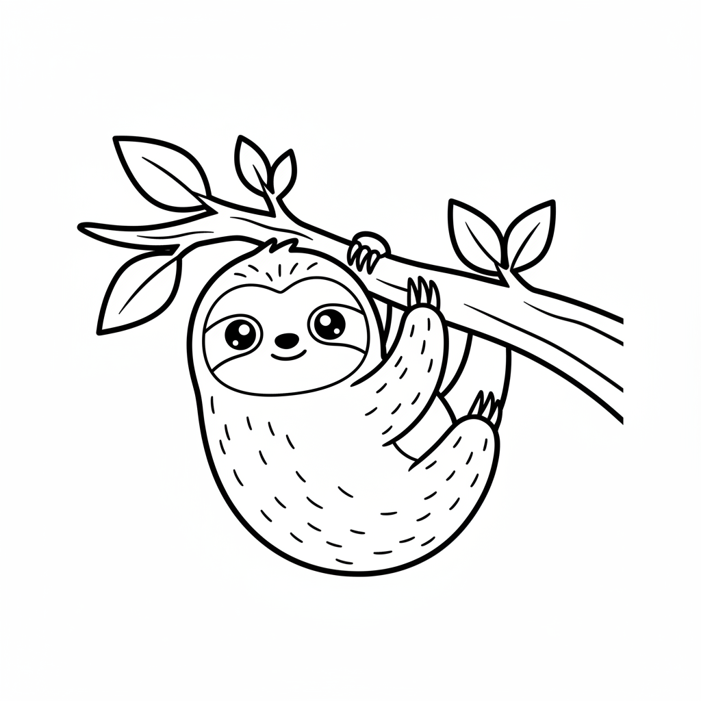Sloth coloring page for everyone - Chibi style