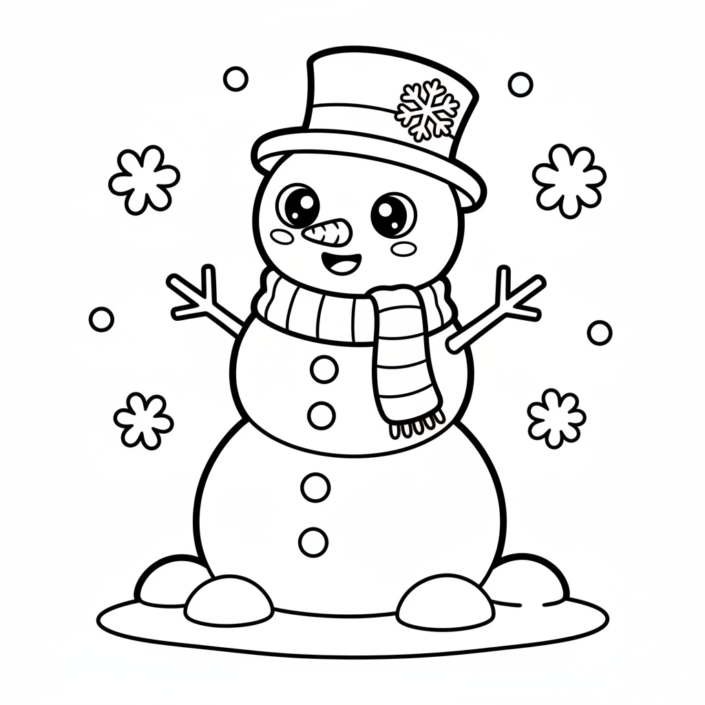 Snow coloring page for everyone - Chibi style