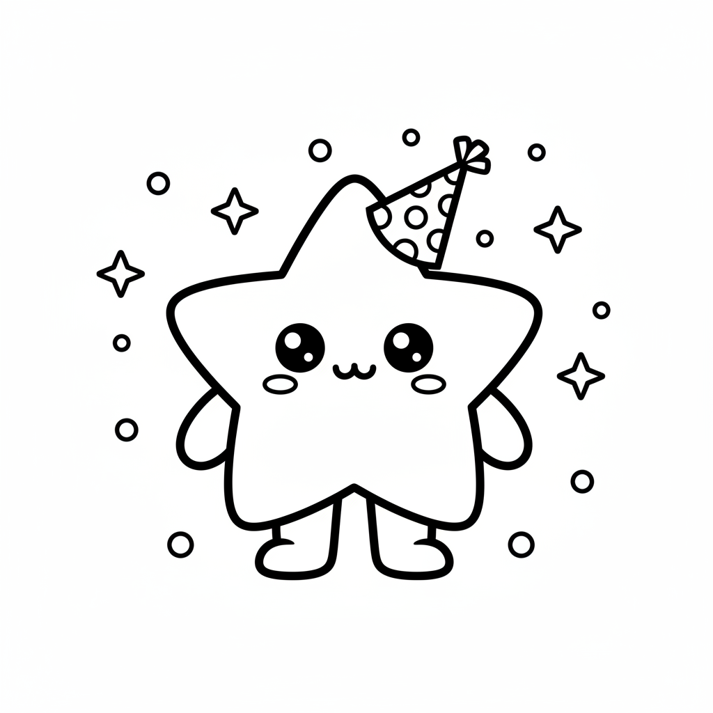 Star coloring page for everyone - Chibi style