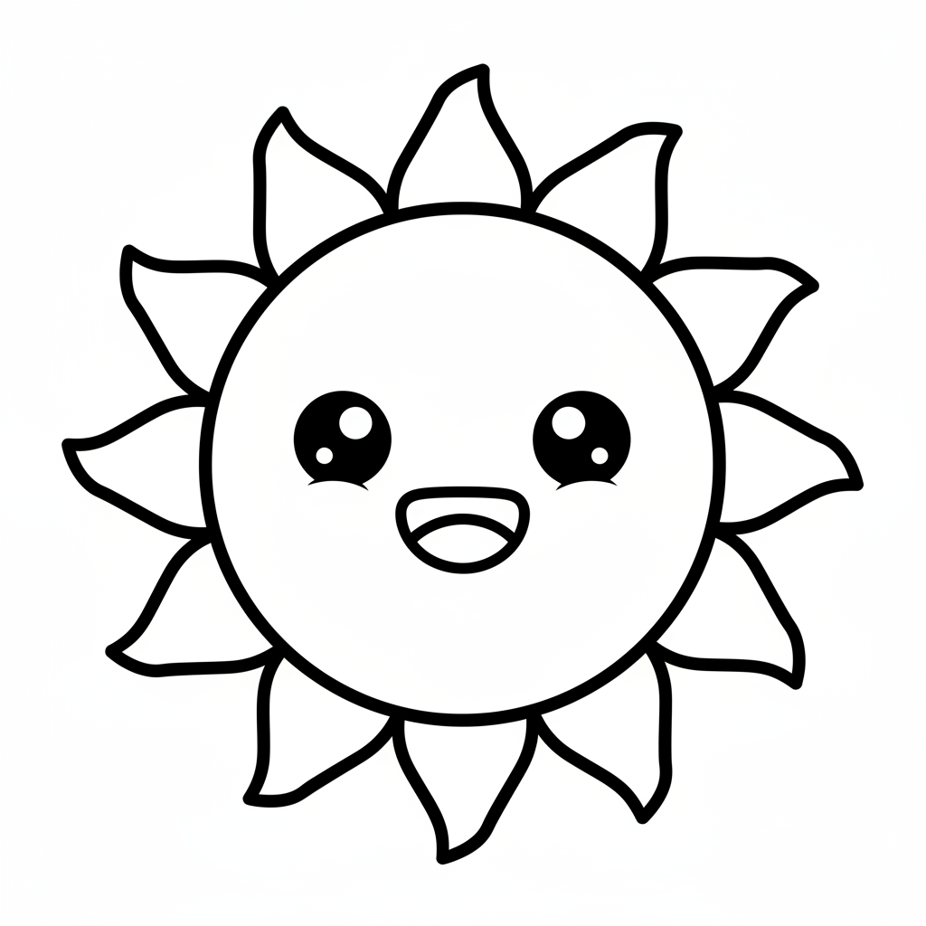 Sun coloring page for everyone - Chibi style