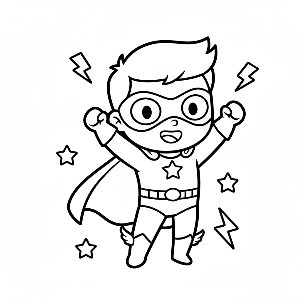 Superhero coloring page for everyone - Chibi style