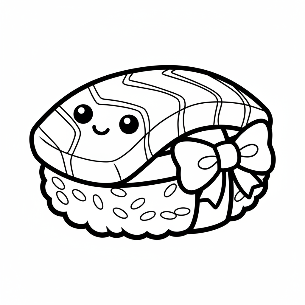 Sushi coloring page for everyone - Chibi style
