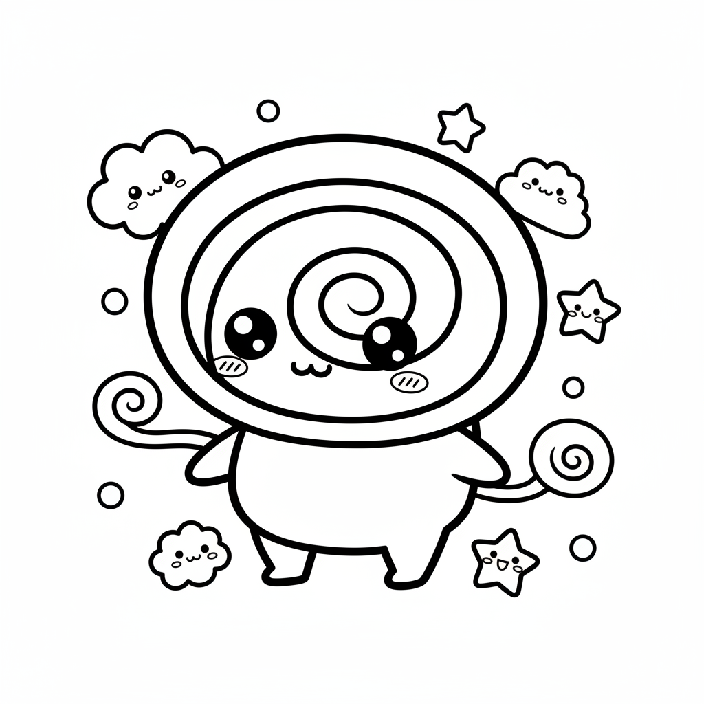 Swirl coloring page for everyone - Chibi style