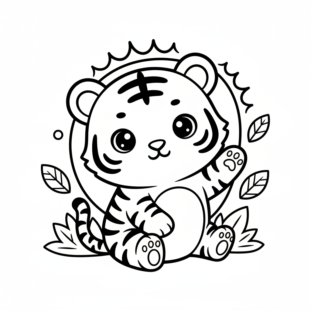 Tiger coloring page for everyone - Chibi style