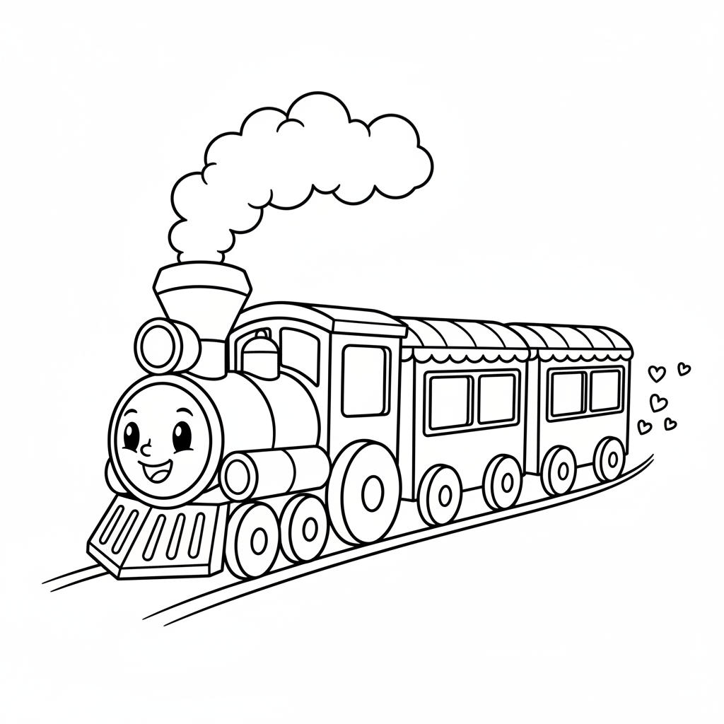 Train coloring page for everyone - Chibi style