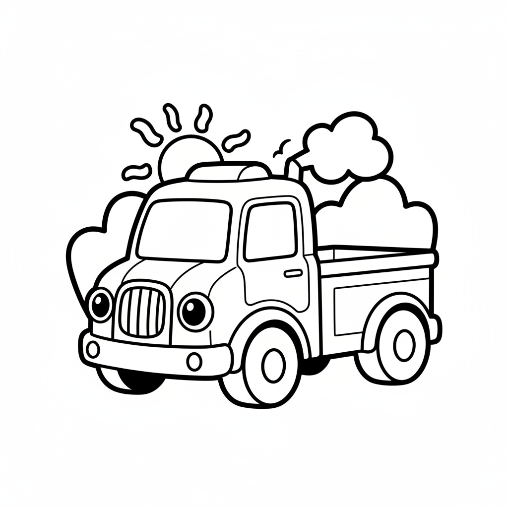 Truck coloring page for everyone - Chibi style