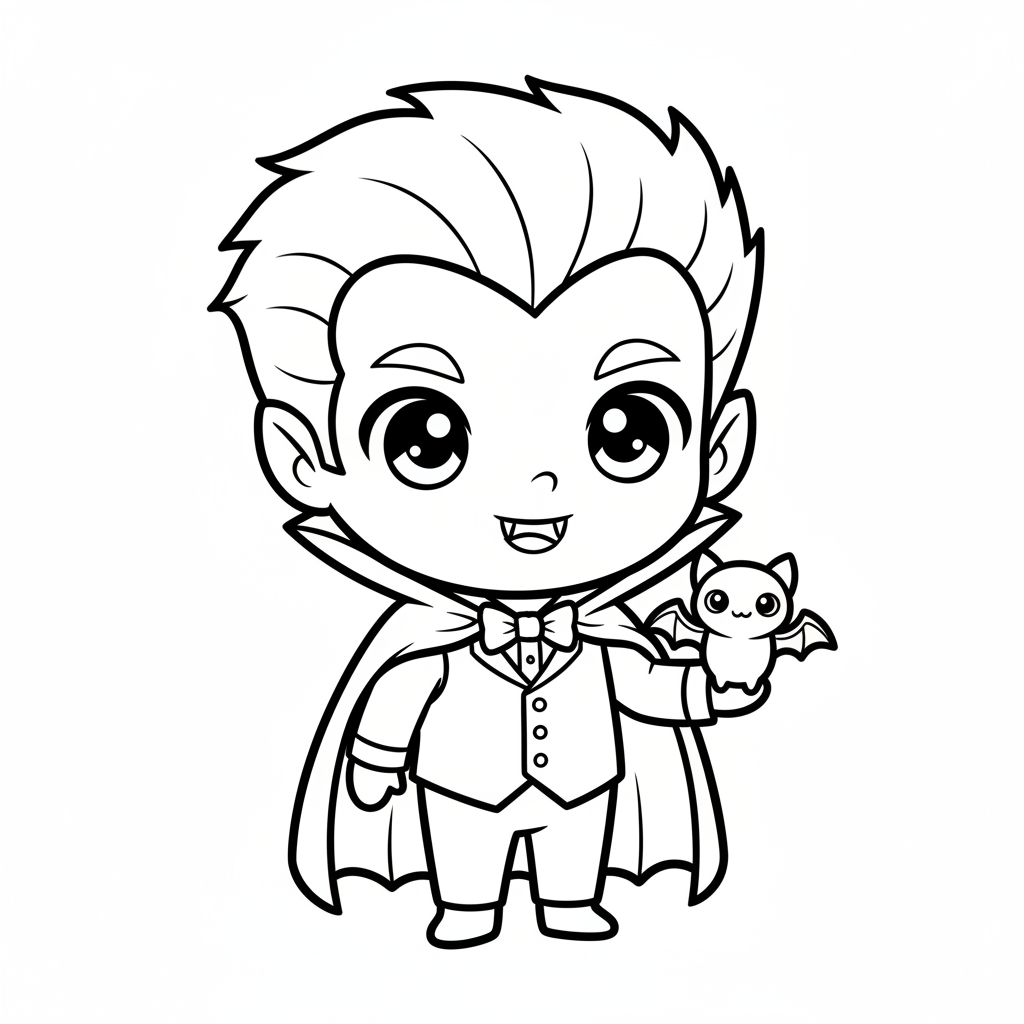 Vampire coloring page for everyone - Chibi style