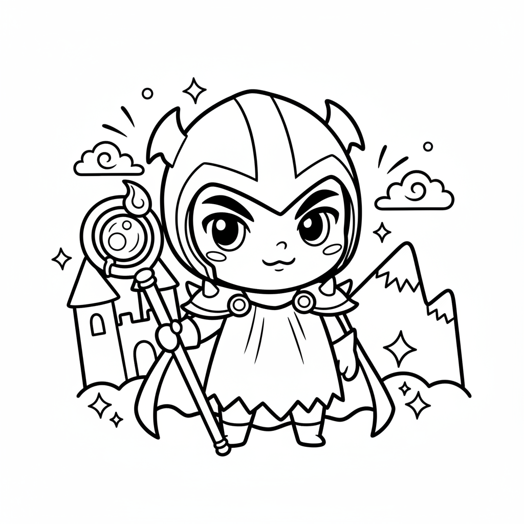 Villain coloring page for everyone - Chibi style