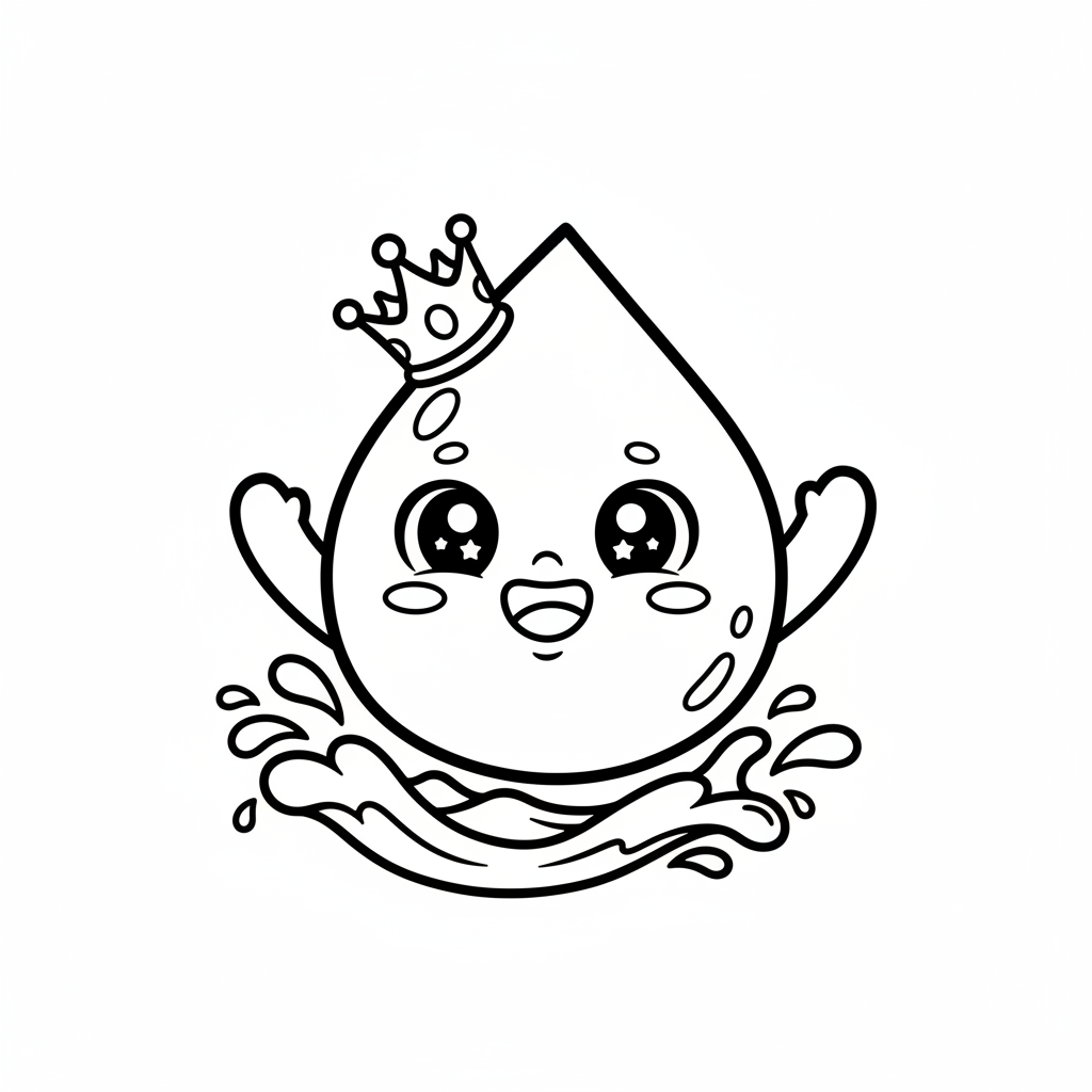 Water coloring page for everyone - Chibi style