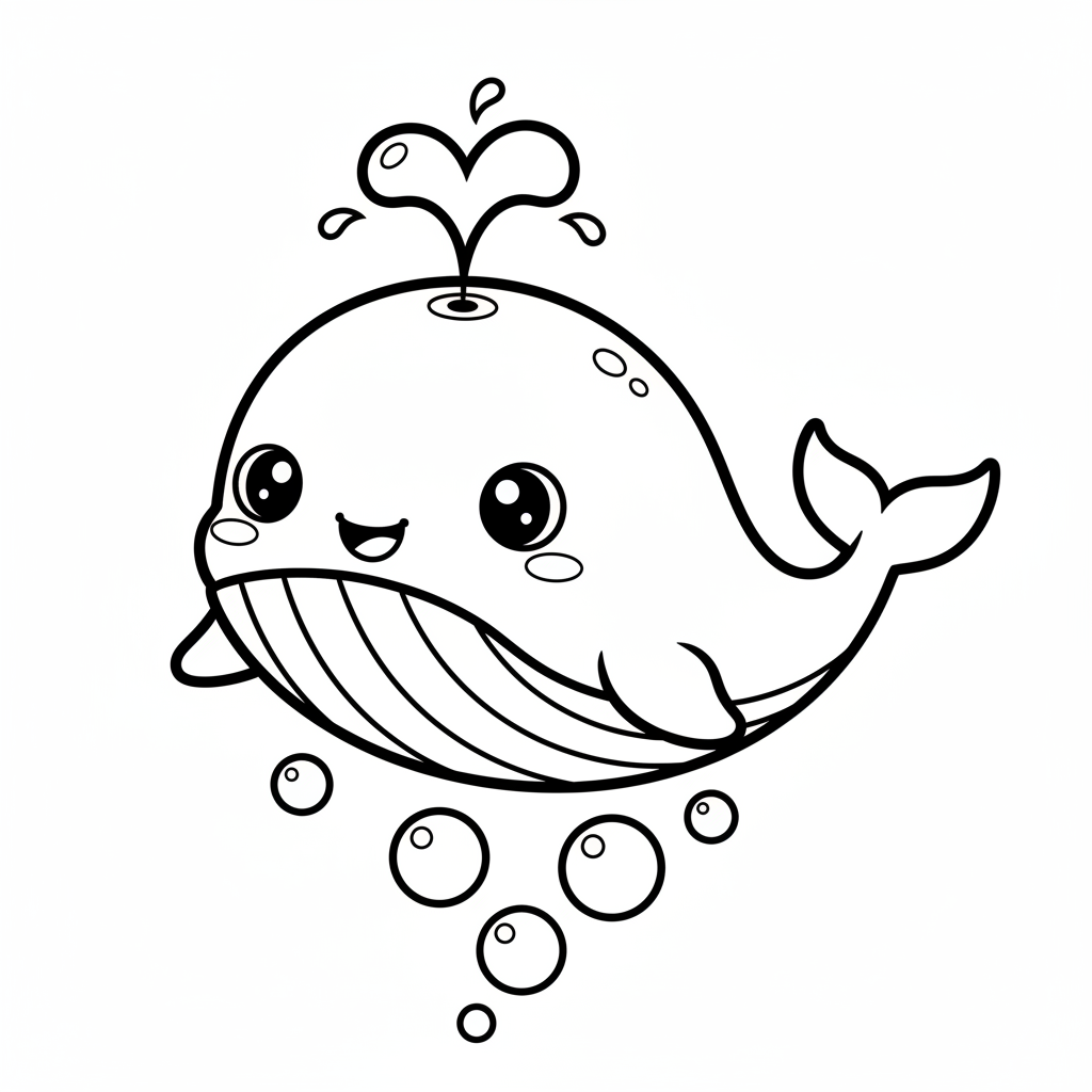 Whale coloring page for everyone - Chibi style