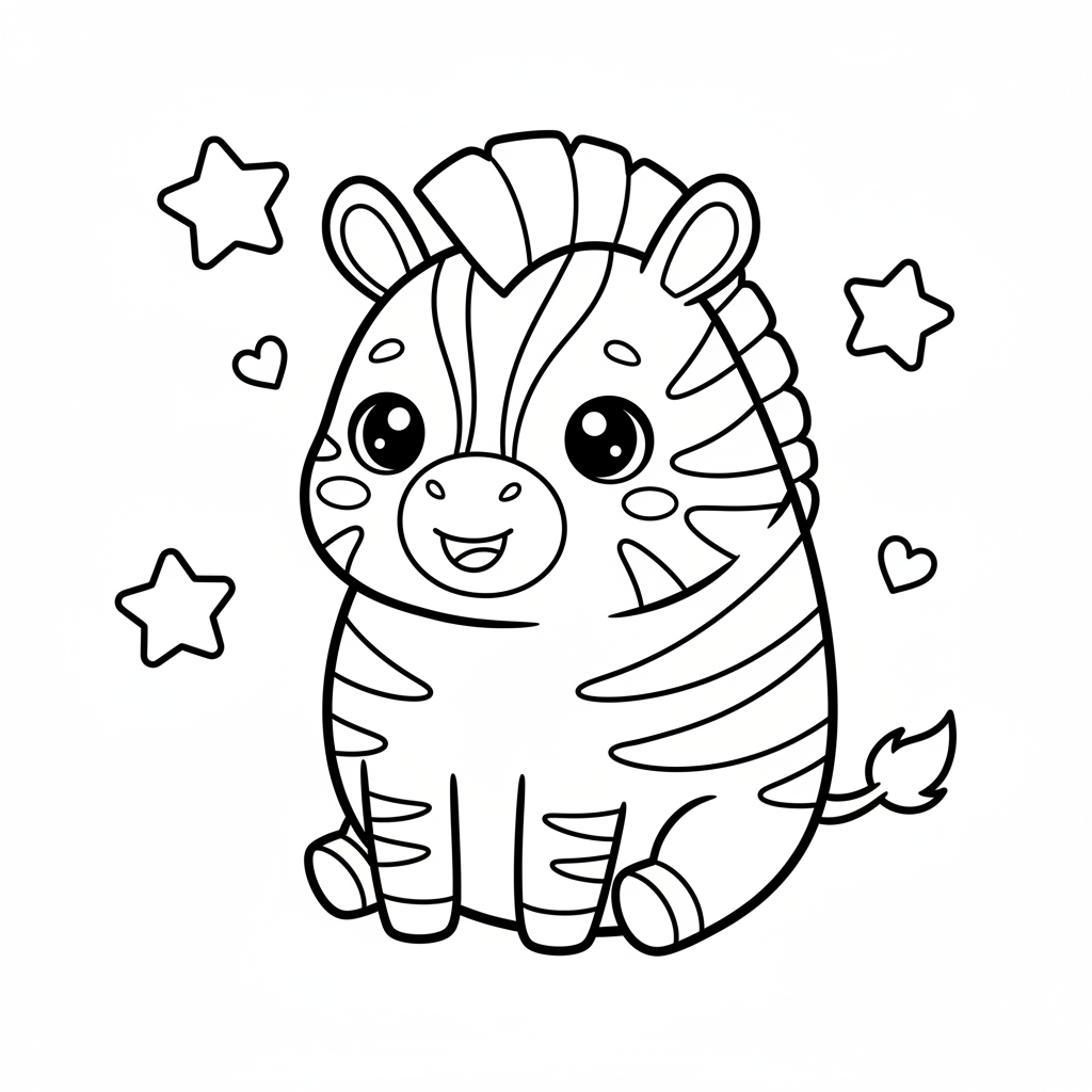 Zebra coloring page for everyone - Chibi style