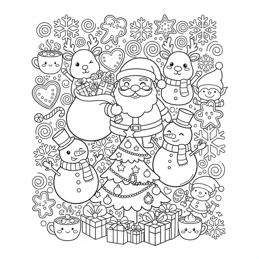 Christmas coloring page for adults - Standard style