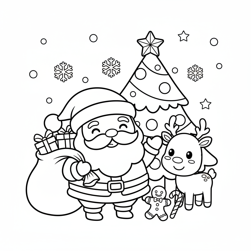 Christmas coloring page for beginners - Standard style