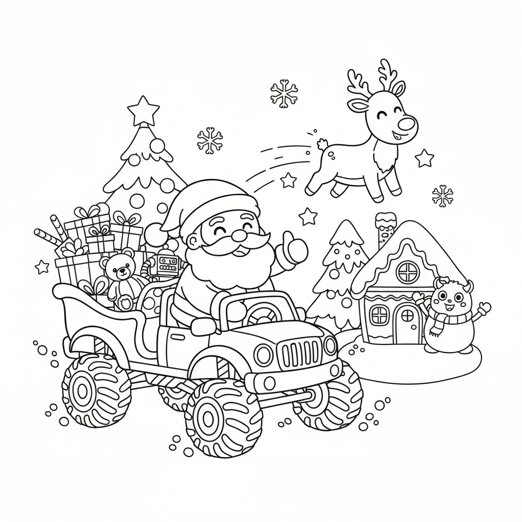 Christmas coloring page for boys - Standard style