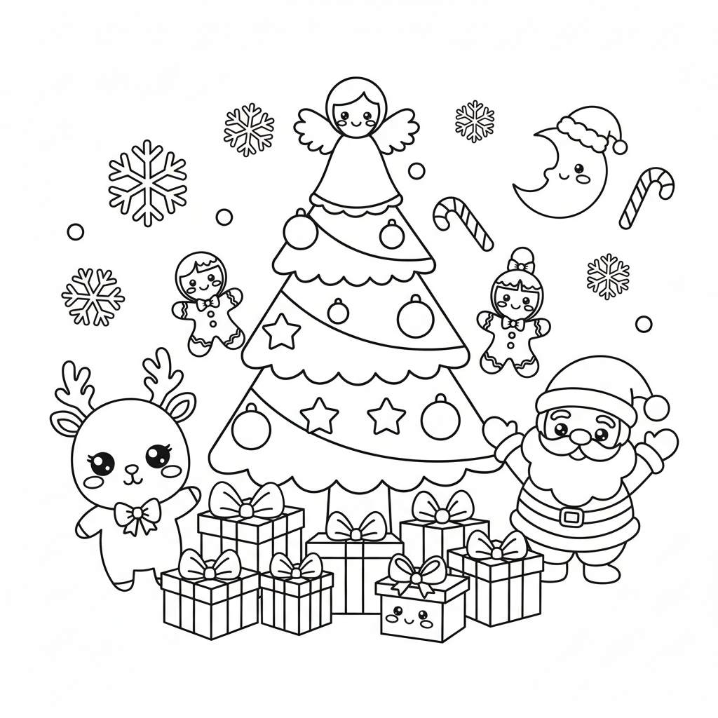 Christmas coloring page for girls - Standard style