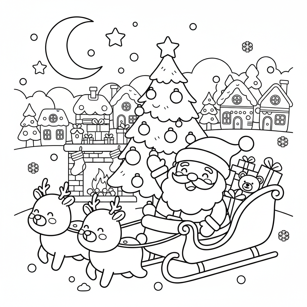 Christmas coloring page for intermediates - Standard style