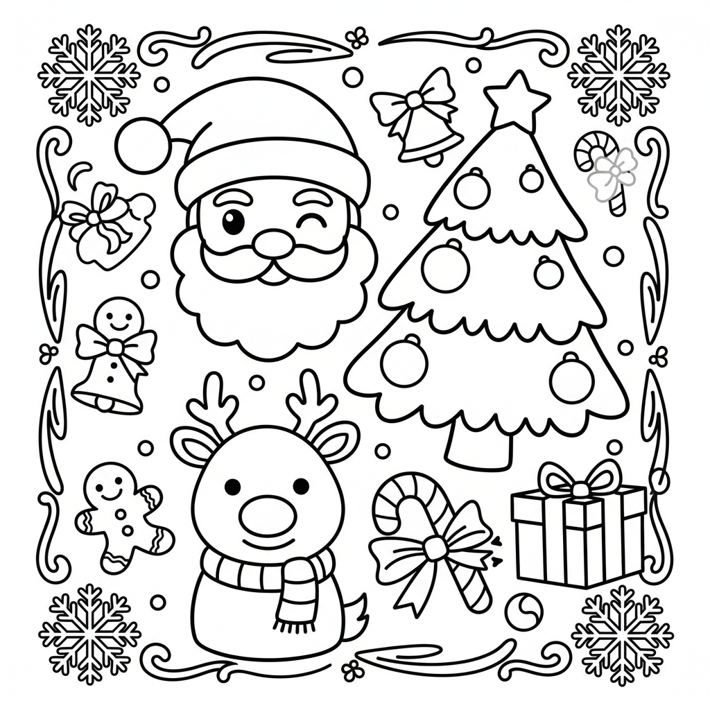 Christmas coloring page for kids - Standard style