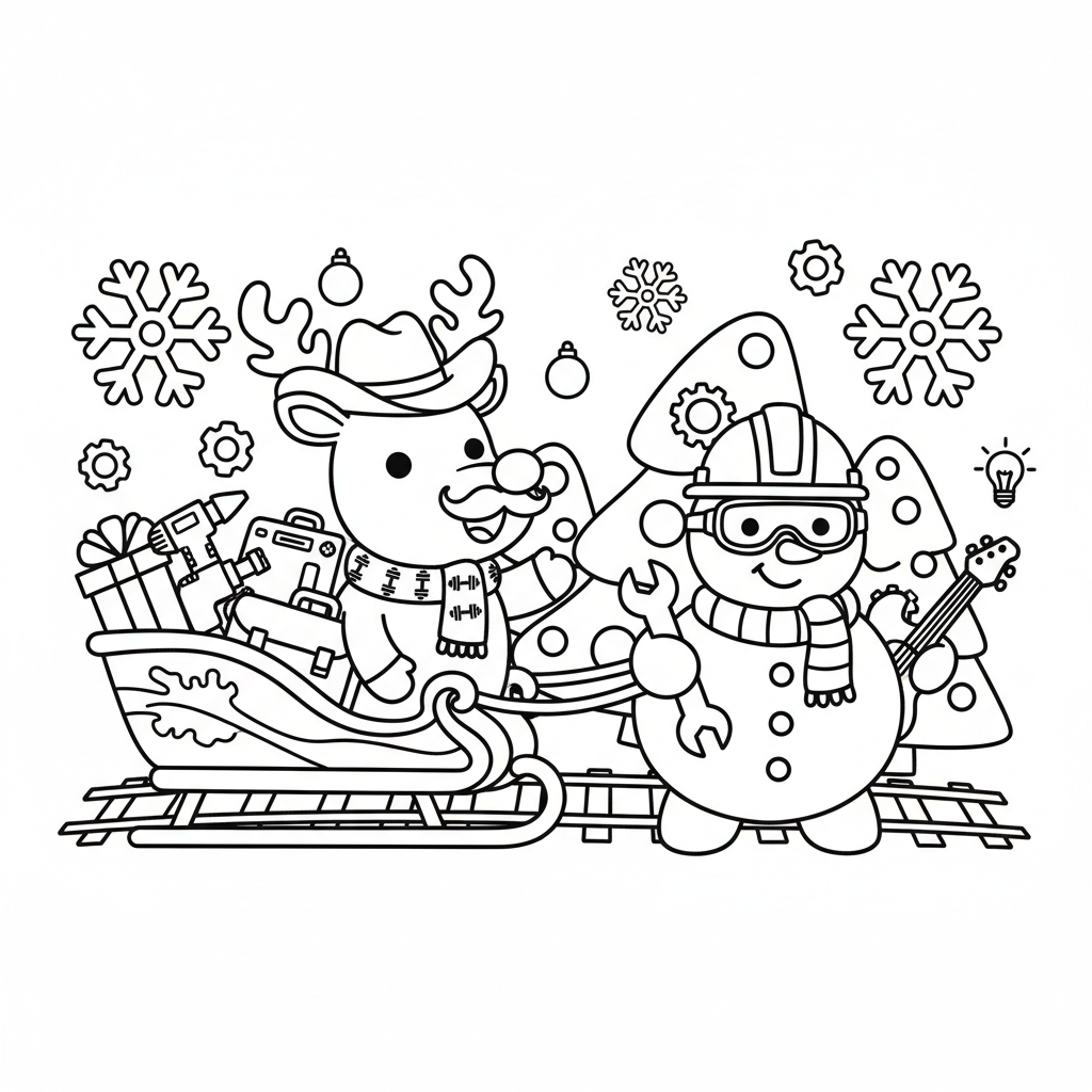 Christmas coloring page for men - Standard style