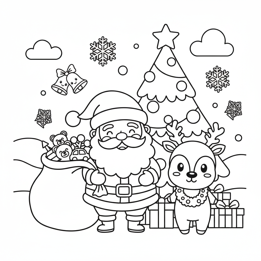 Christmas coloring page for preschoolers - Standard style