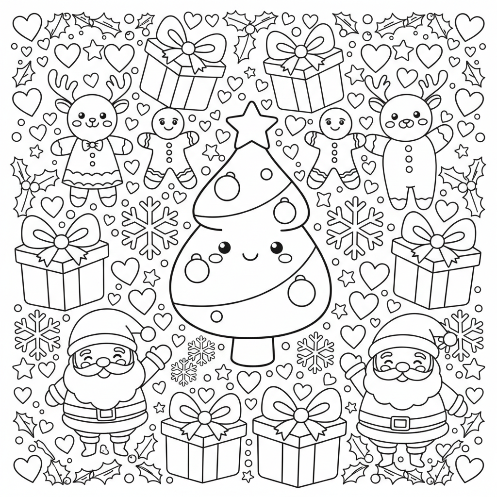 Christmas coloring page for women - Standard style
