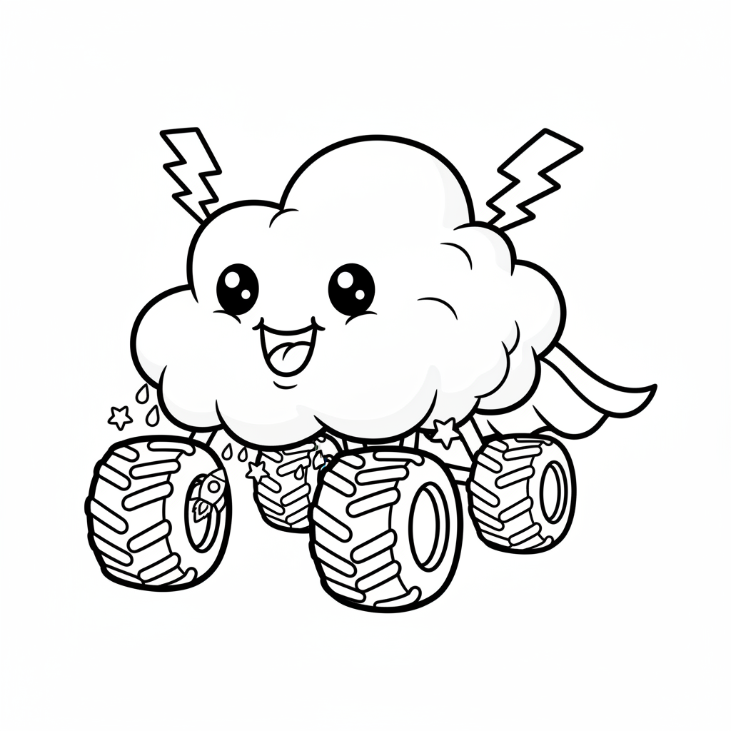 Cloud coloring page for boys - Standard style