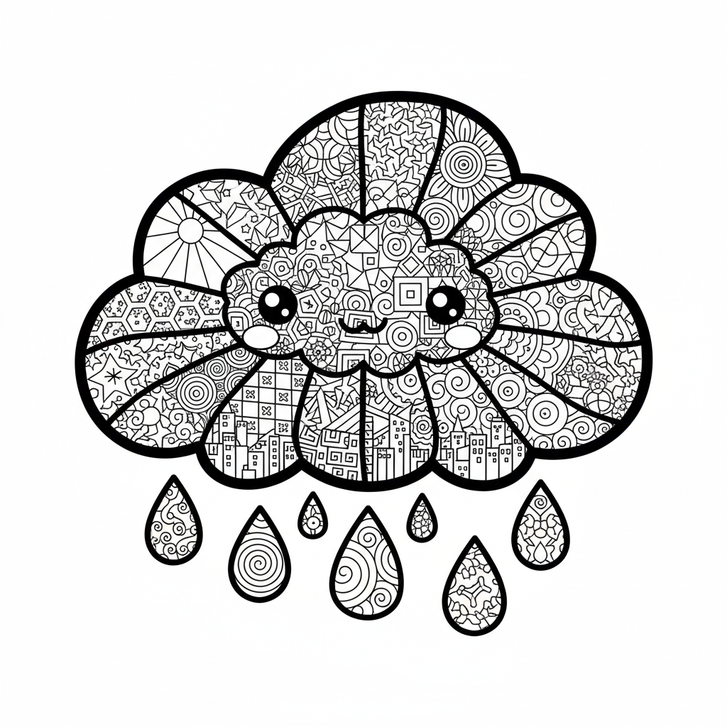 Cloud coloring page for experts - Standard style