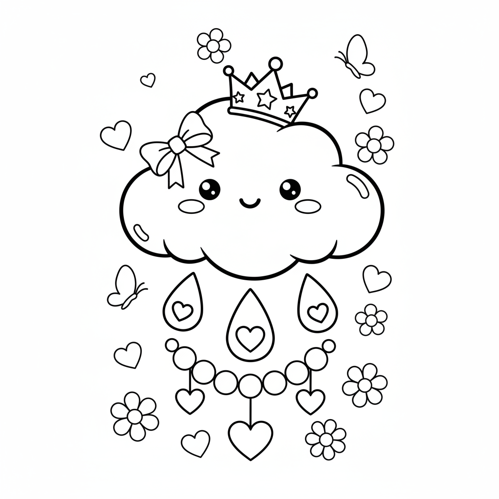 Cloud coloring page for girls - Standard style