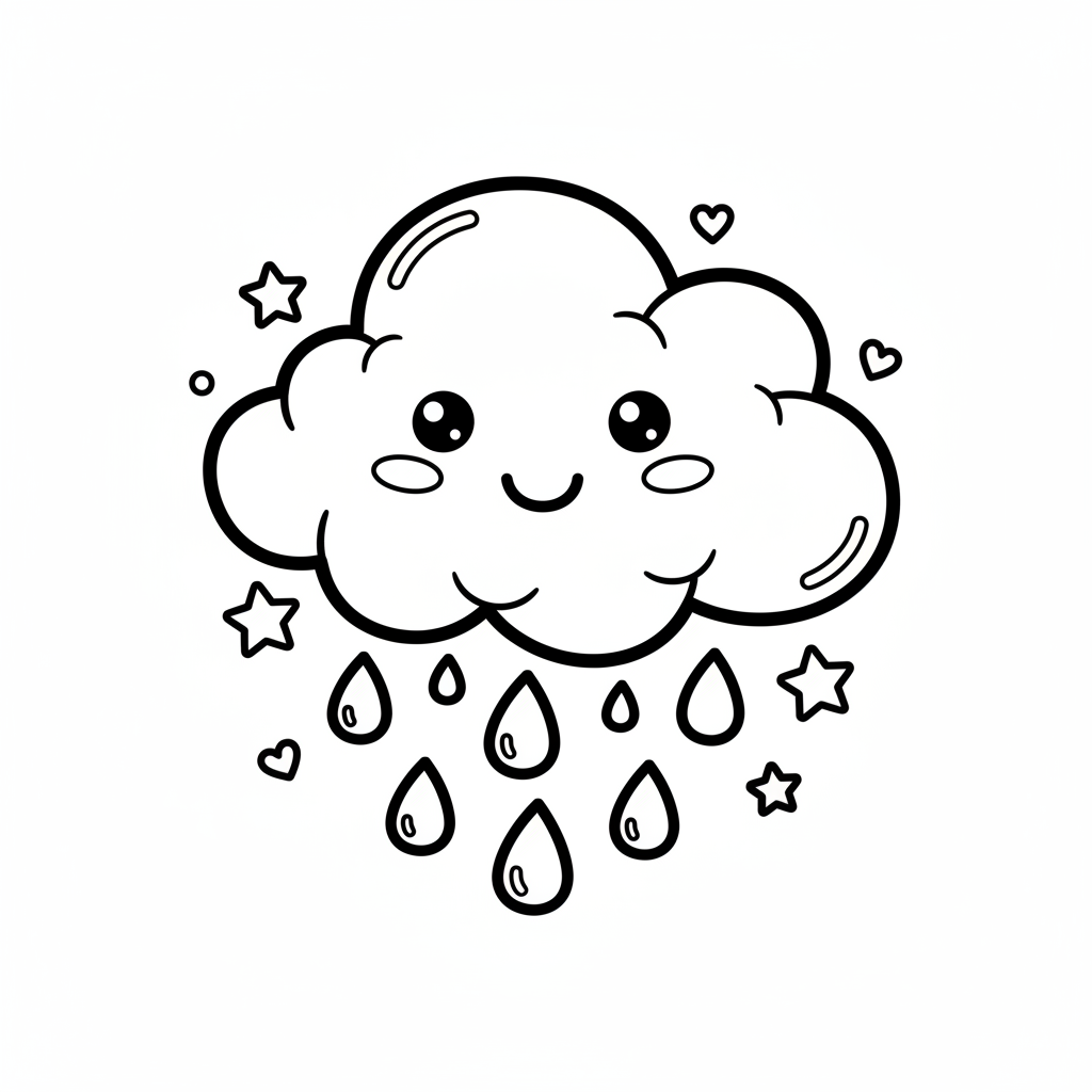 Cloud coloring page for intermediates - Standard style