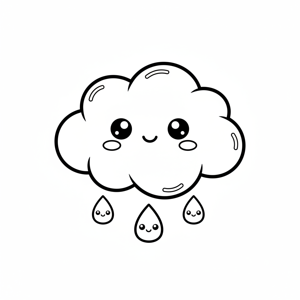 Cloud coloring page for kids - Standard style