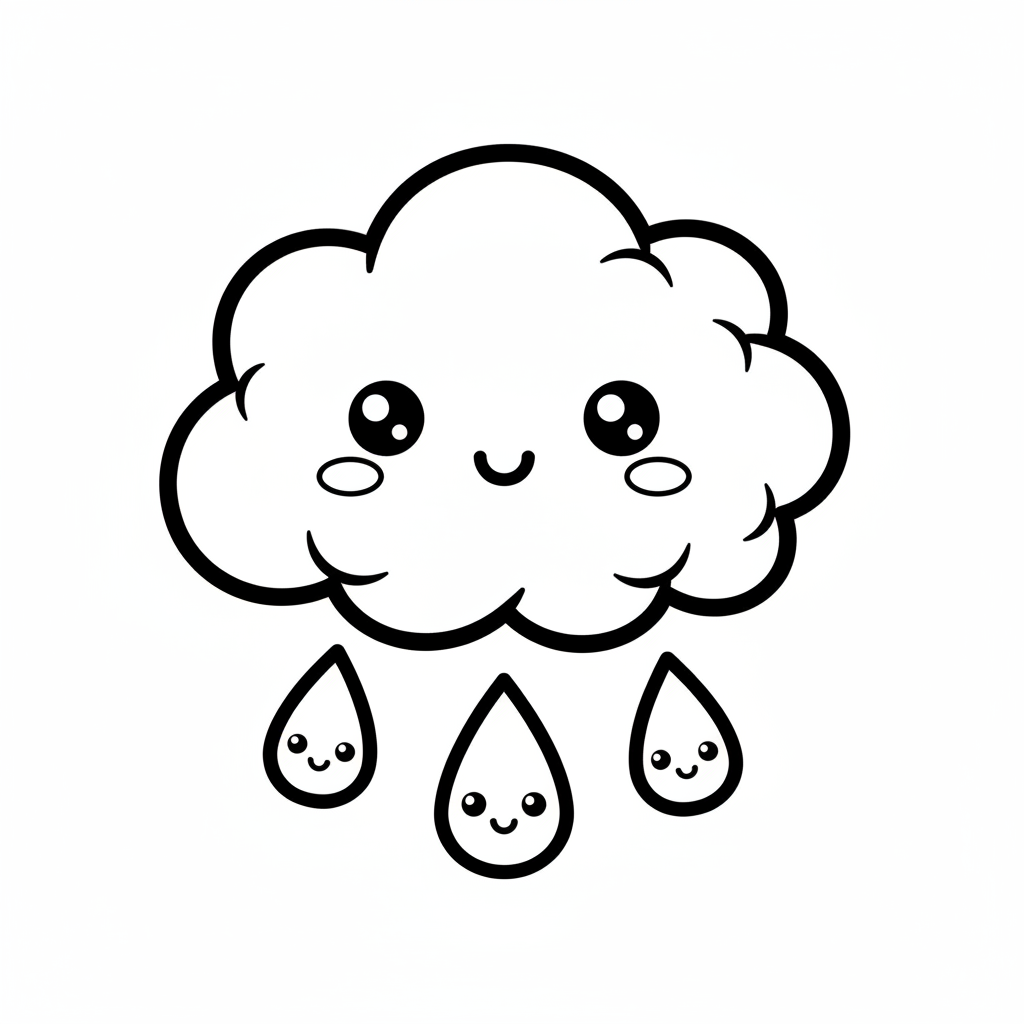 Cloud coloring page for kindergarteners - Standard style