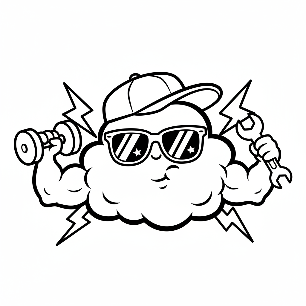 Cloud coloring page for men - Standard style