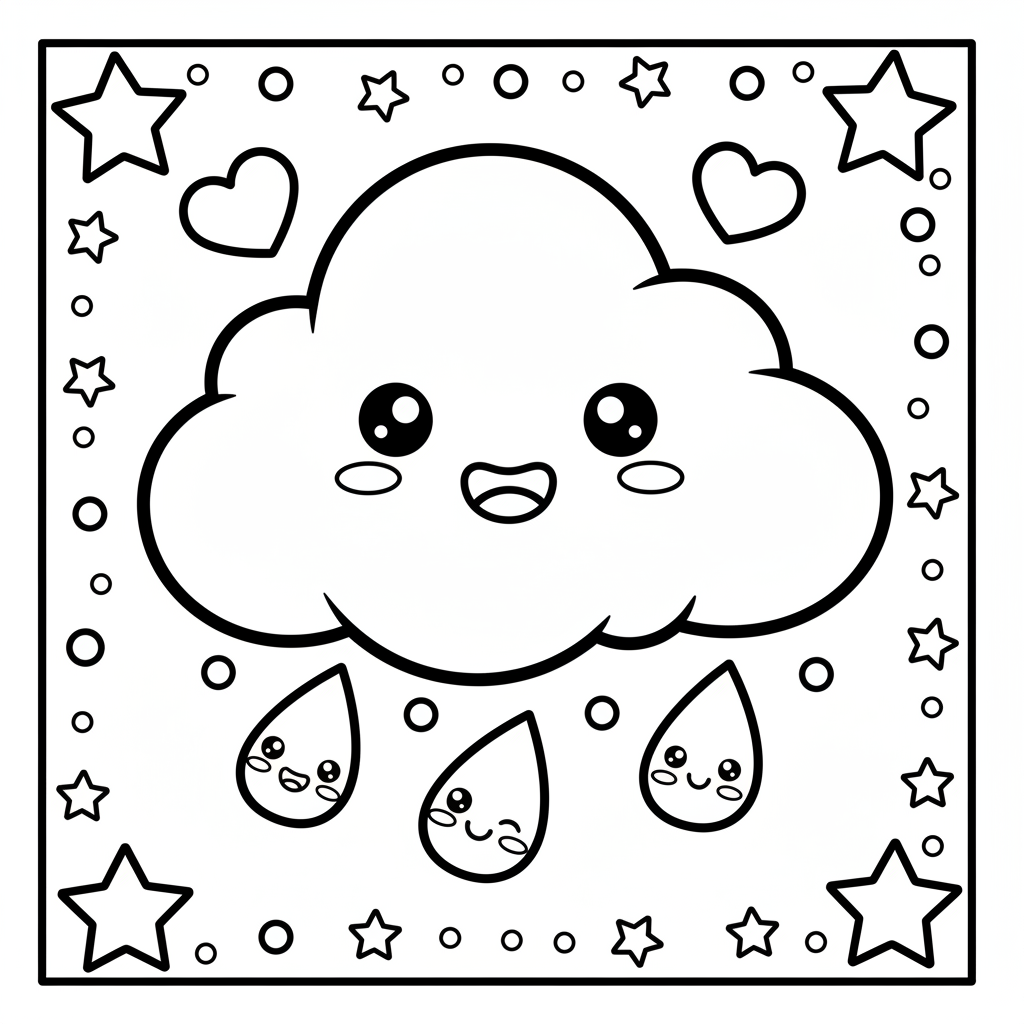 Cloud coloring page for seniors - Standard style