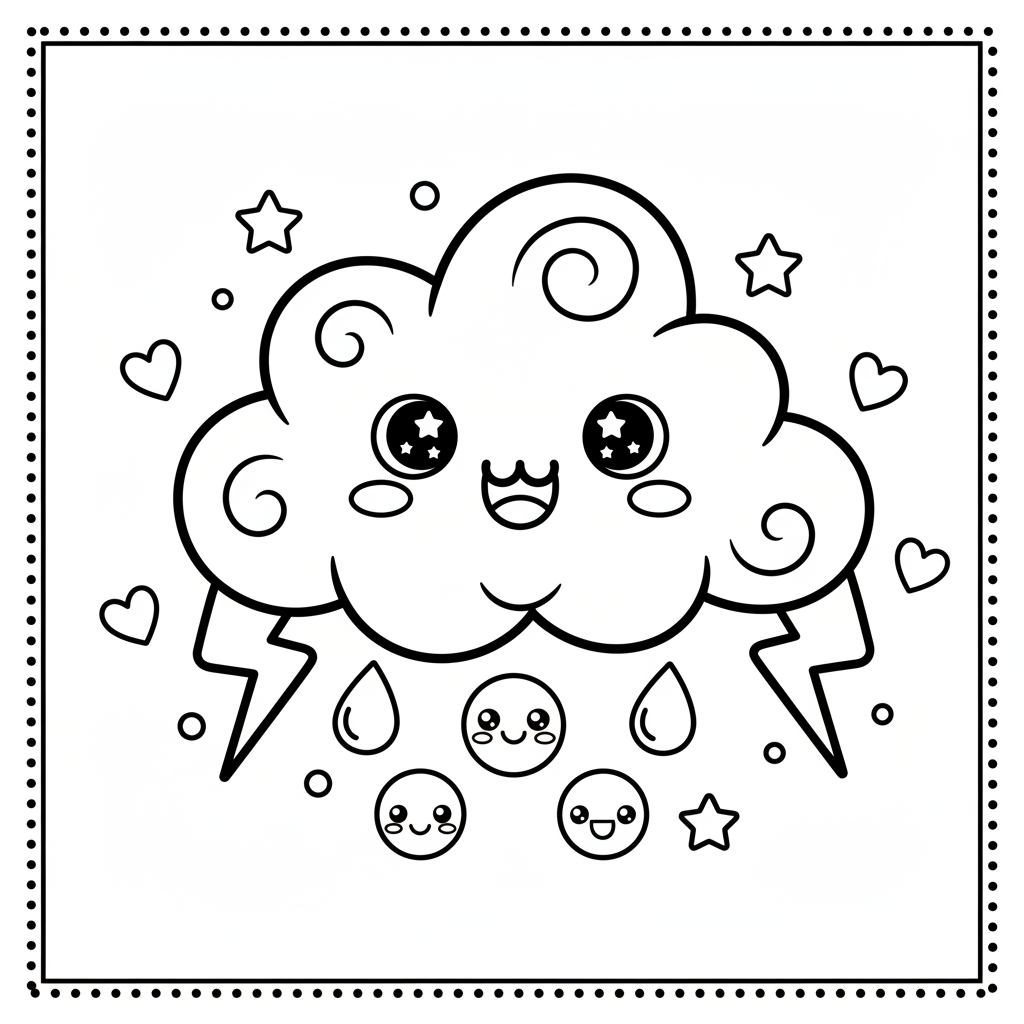Cloud coloring page for teens - Standard style