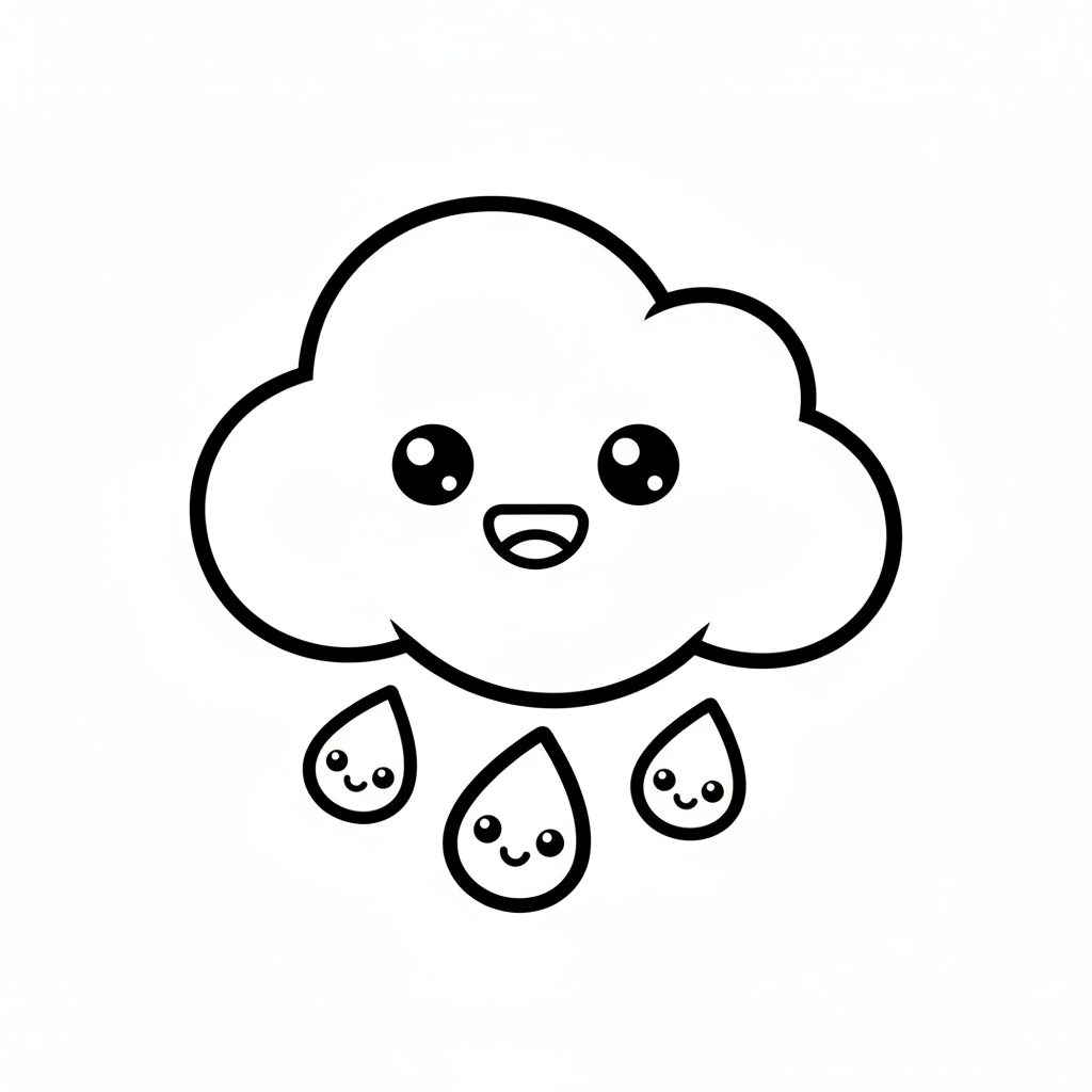 Cloud coloring page for toddlers - Standard style
