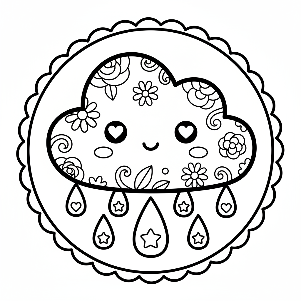 Cloud coloring page for women - Standard style