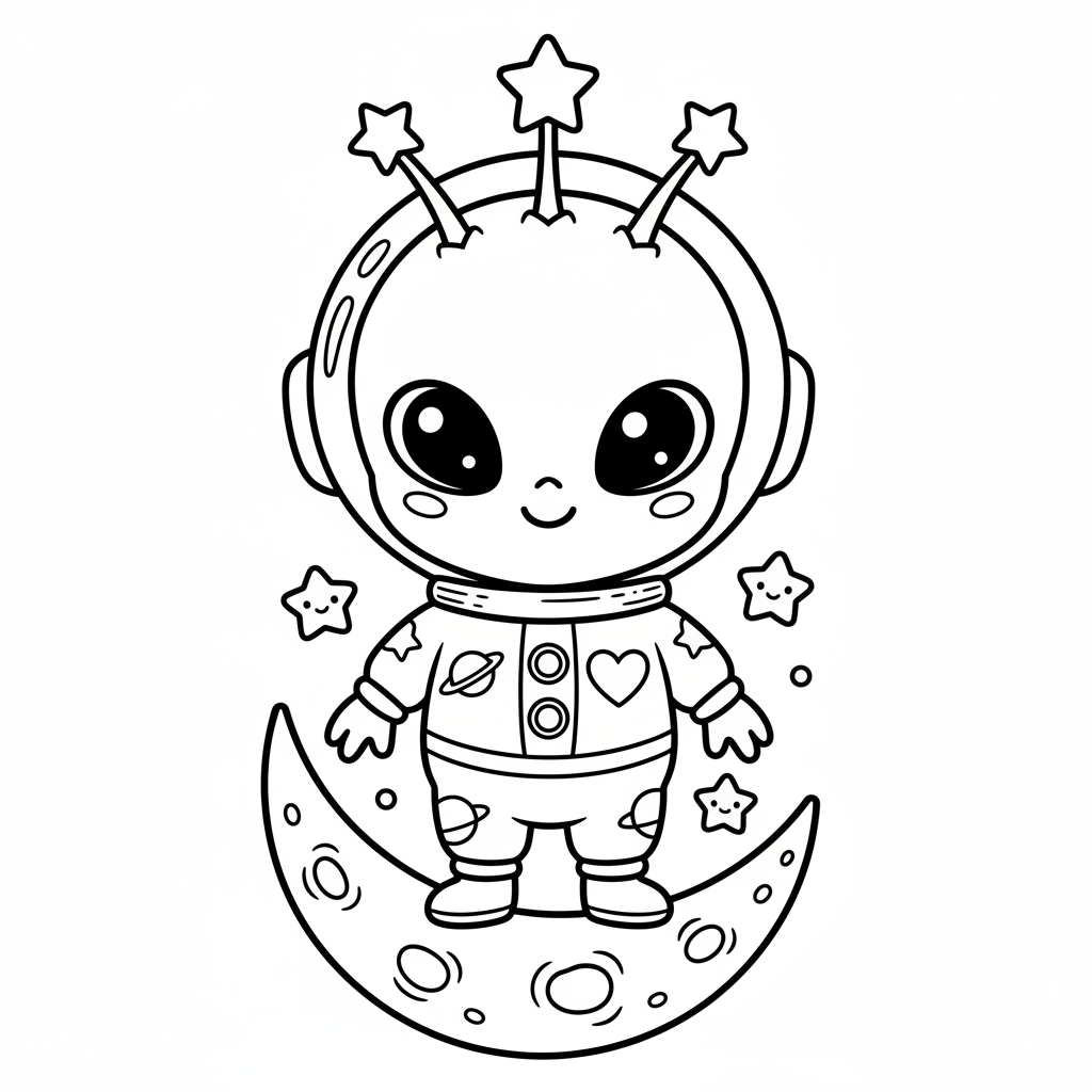 Alien coloring page for everyone - Comic Book style