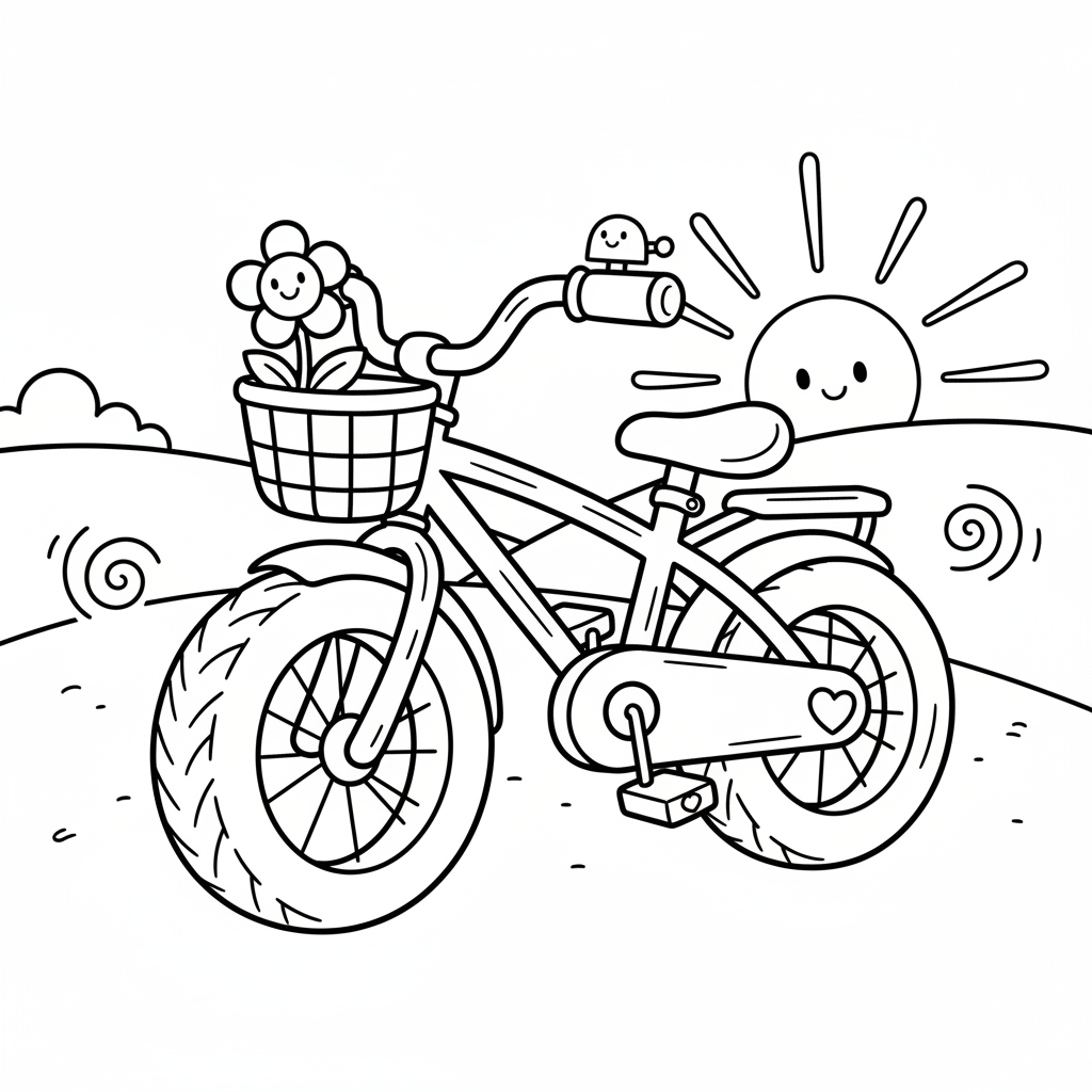 Bicycle coloring page for everyone - Comic Book style