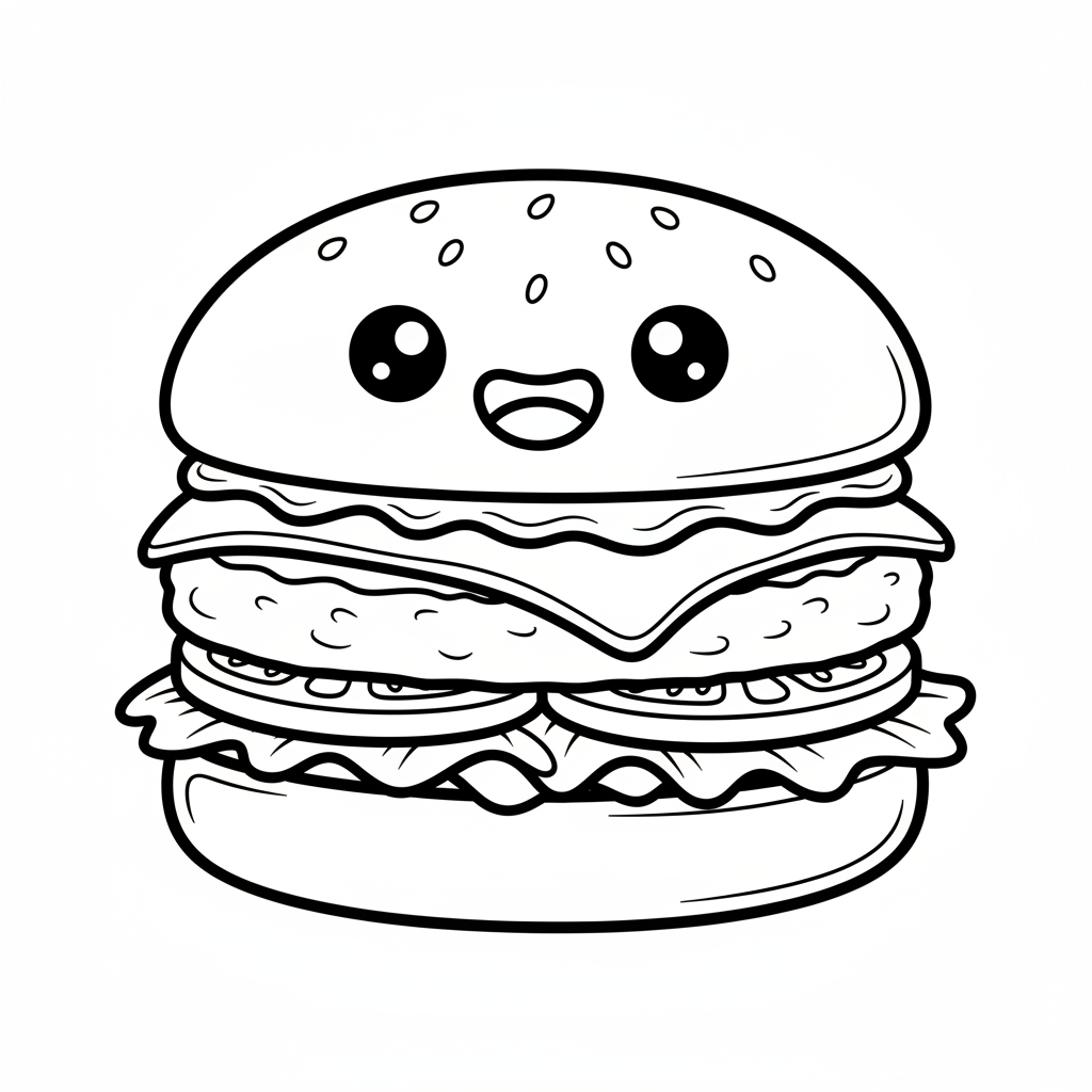 Burger coloring page for everyone - Comic Book style