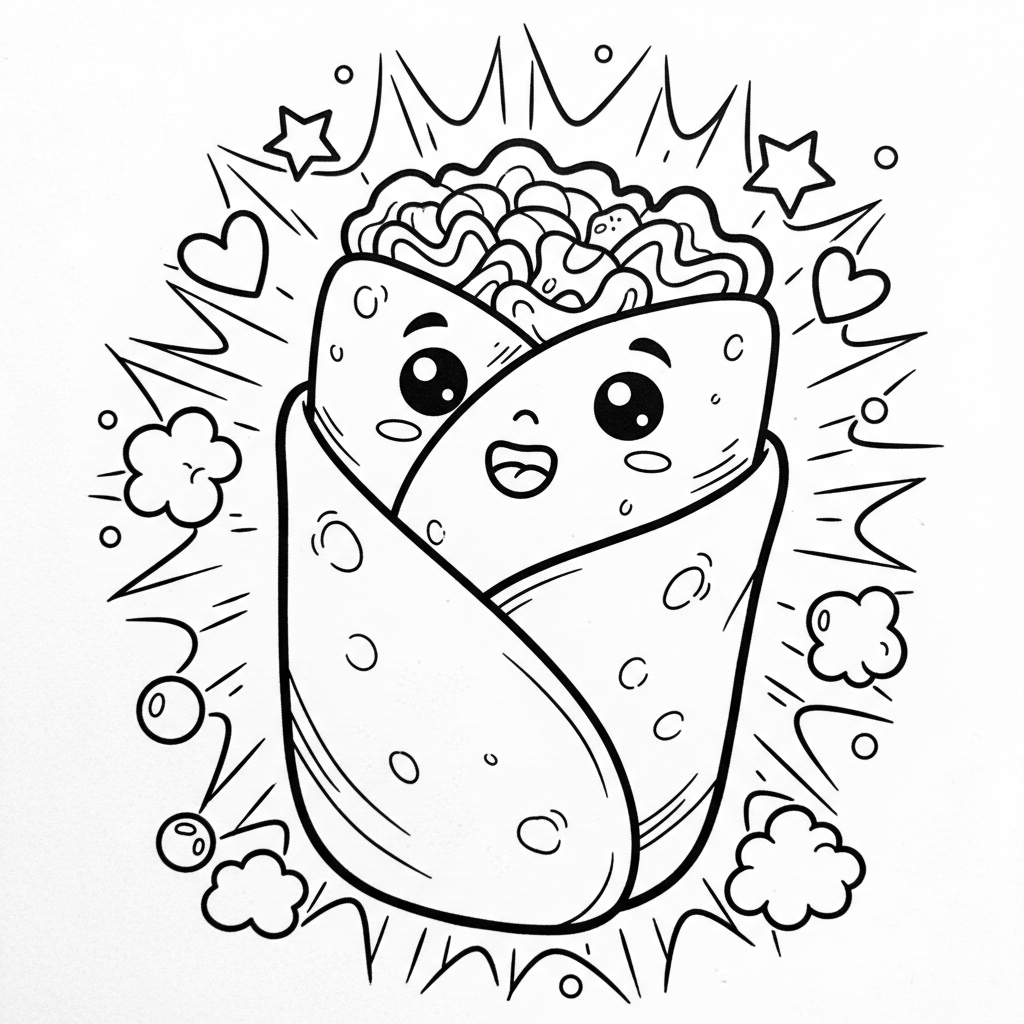 Burrito coloring page for everyone - Comic Book style
