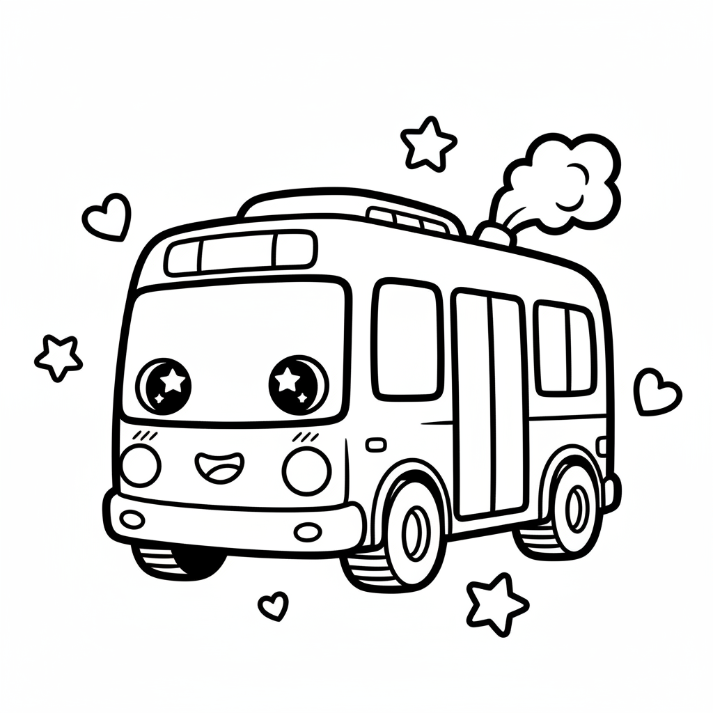Bus coloring page for everyone - Comic Book style