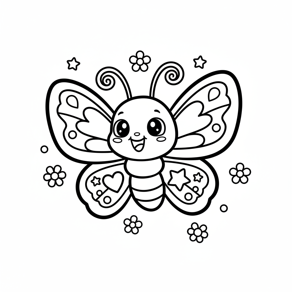 Butterfly coloring page for everyone - Comic Book style